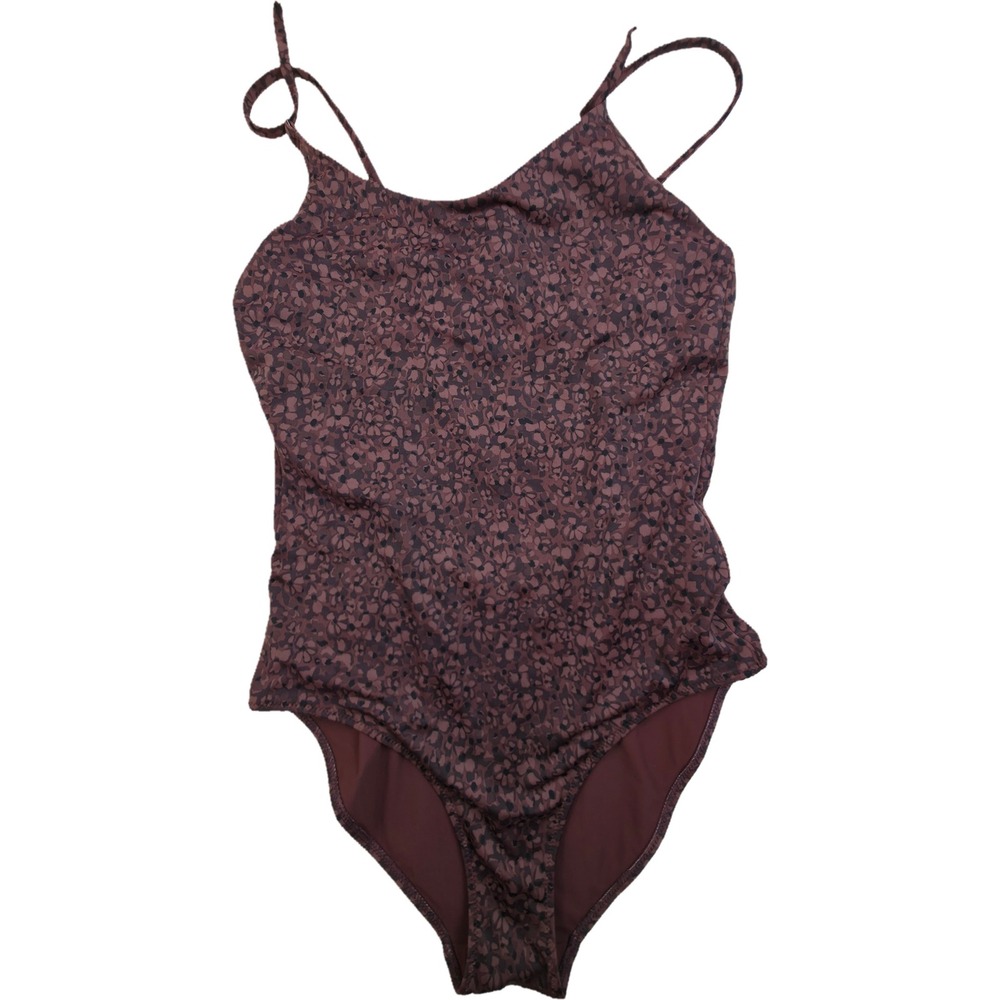 Athleta One Piece Swimsuit Womens Small Tall Purple Floral Open Back Excellent